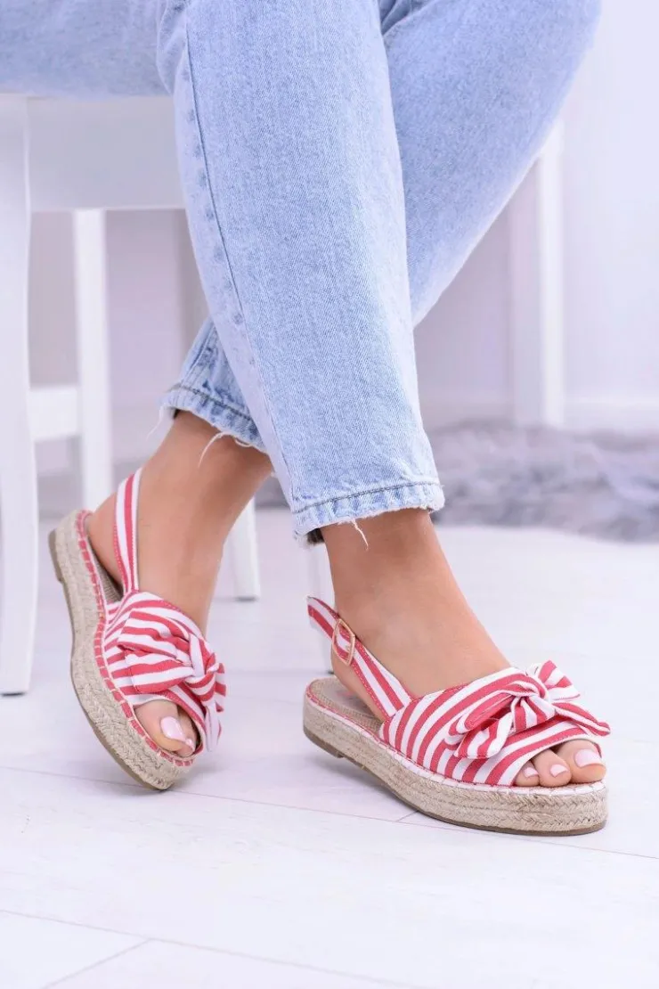 Sale Boto Czerwone Damskie Sandały Espadryle Kokardy Buni