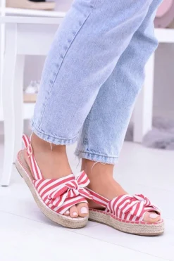 Sale Boto Czerwone Damskie Sandały Espadryle Kokardy Buni