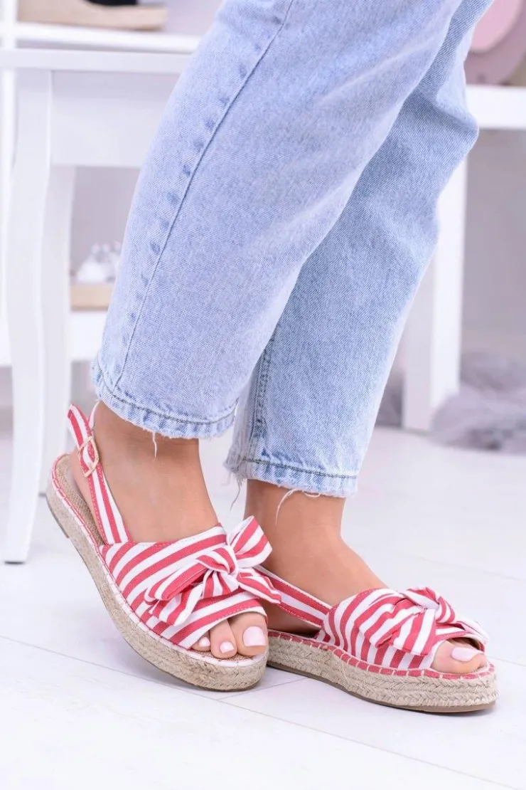 Sale Boto Czerwone Damskie Sandały Espadryle Kokardy Buni