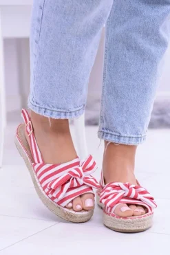 Sale Boto Czerwone Damskie Sandały Espadryle Kokardy Buni