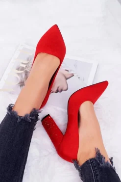 Outlet Boto Czerwone Zamszowe Czółenka Razor