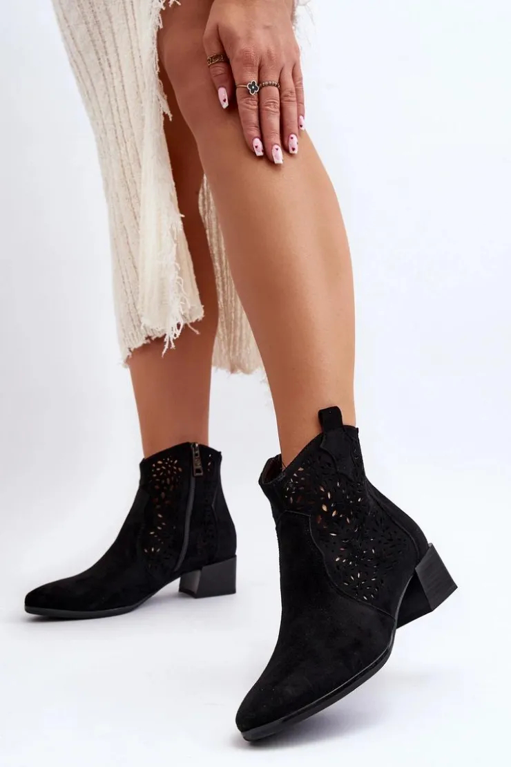 Online Buty damskie Vinceza Damskie Ażurowe Botki Czarne Madalina