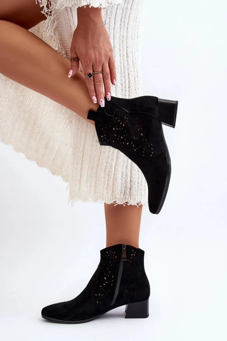 Online Buty damskie Vinceza Damskie Ażurowe Botki Czarne Madalina