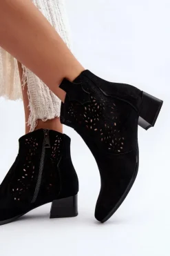 Online Buty damskie Vinceza Damskie Ażurowe Botki Czarne Madalina