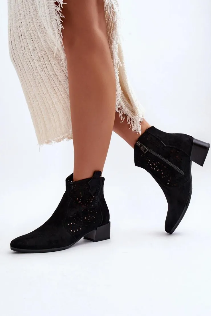 Online Buty damskie Vinceza Damskie Ażurowe Botki Czarne Madalina