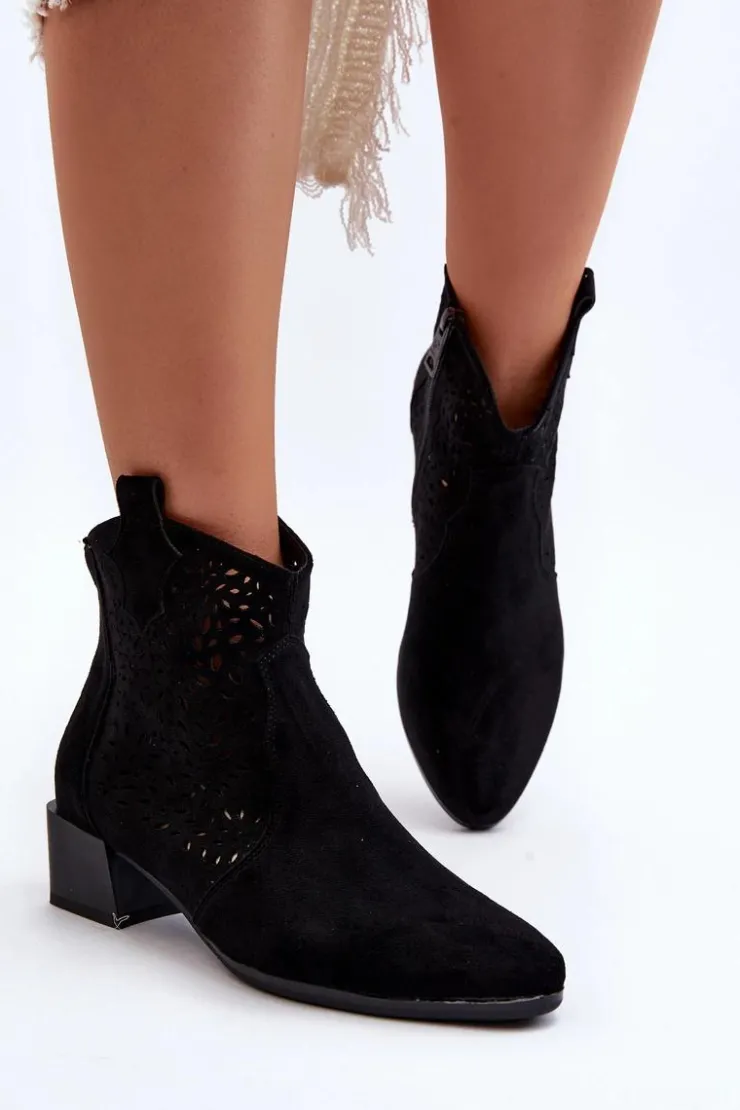 Online Buty damskie Vinceza Damskie Ażurowe Botki Czarne Madalina