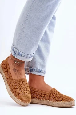 Boto Espadryle Na Platformie*Damskie Ażurowe Espadryle Camel One Lover