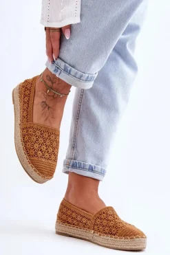 Boto Espadryle Na Platformie*Damskie Ażurowe Espadryle Camel One Lover