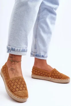 Boto Espadryle Na Platformie*Damskie Ażurowe Espadryle Camel One Lover
