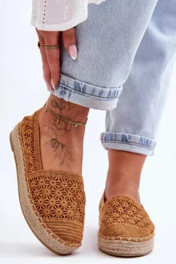 Boto Espadryle Na Platformie*Damskie Ażurowe Espadryle Camel One Lover