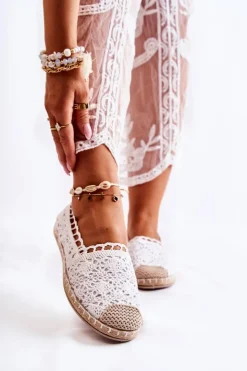 Damskie Boto Damskie Ażurowe Espadryle Wsuwane Białe Letisa