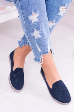 Damskie Damskie buty S.Barski Damskie Ażurowe Granatowe Balerinki Eparo