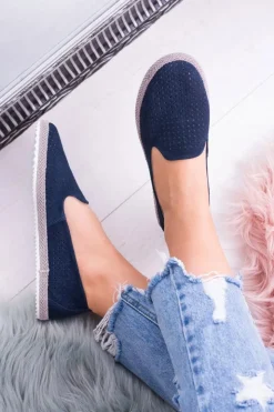 Damskie Damskie buty S.Barski Damskie Ażurowe Granatowe Balerinki Eparo