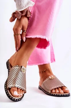 Damskie Buty damskie Vinceza Damskie Ażurowe Klapki Z Ozdobą Złote Terrys