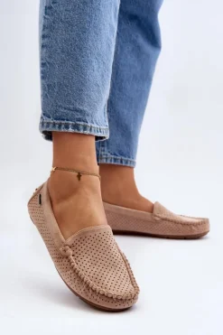 Damskie Boto Damskie Ażurowe Mokasyny Beżowe Rasirna