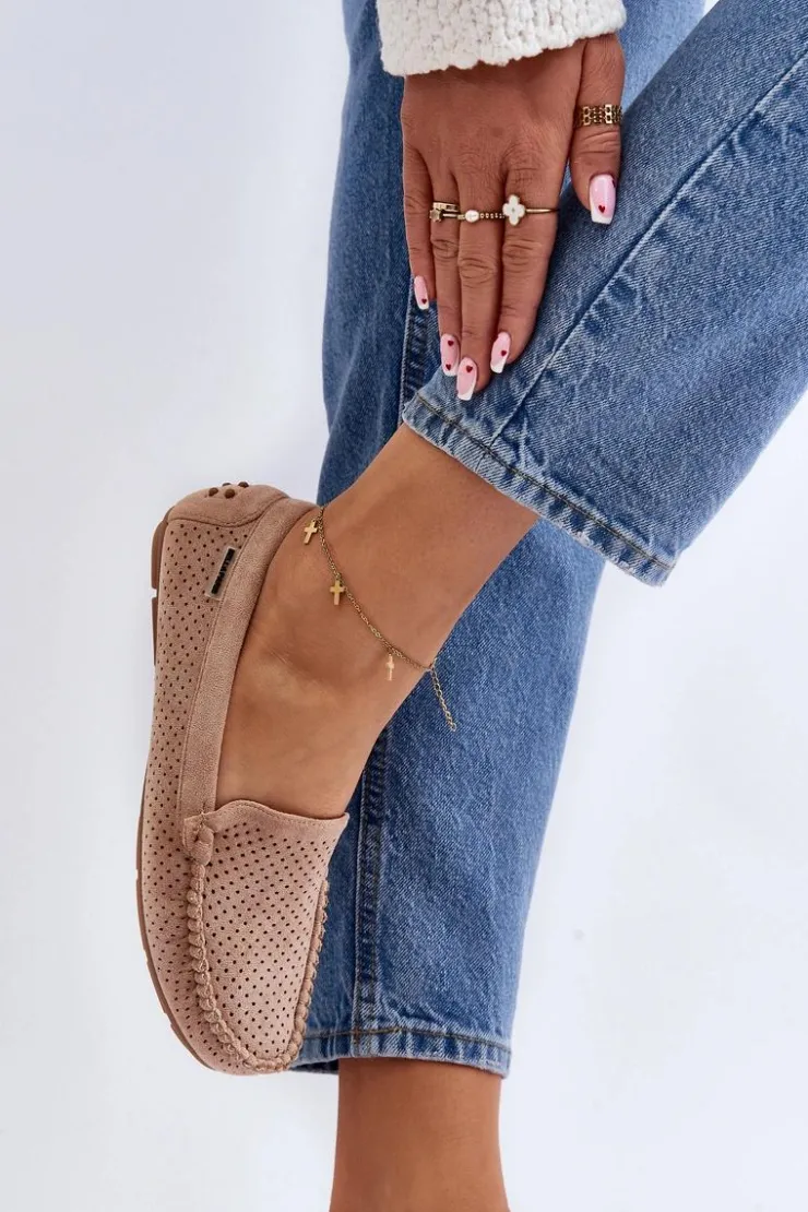 Damskie Boto Damskie Ażurowe Mokasyny Beżowe Rasirna