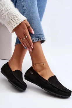 Boto Loafersy Damskie|Mokasyny Damskie Skórzane*Damskie Ażurowe Mokasyny Czarne Rasirna Czarny