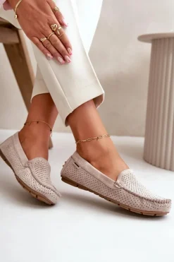 Damskie Boto Damskie Ażurowe Mokasyny Jasnobeżowe Rasirna