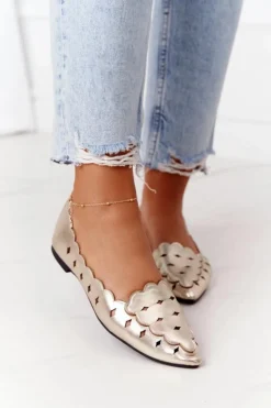 Clearance Boto Damskie Ażurowe Mokasyny Lu Boo Złote