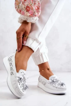 Best Buty damskie Vinceza Damskie Ażurowe Mokasyny Na Platformie Białe Louise