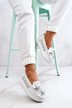 Best Buty damskie Vinceza Damskie Ażurowe Mokasyny Na Platformie Białe Louise