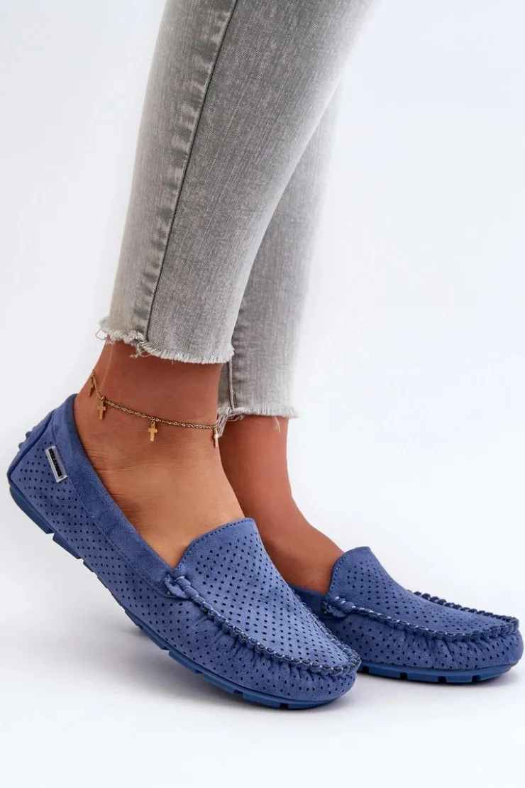 Hot Boto Damskie Ażurowe Mokasyny Niebieskie Rasirna