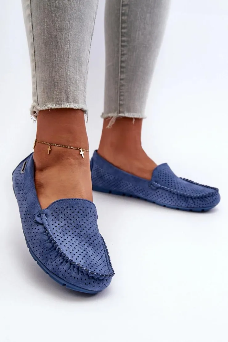 Hot Boto Damskie Ażurowe Mokasyny Niebieskie Rasirna