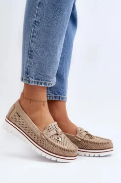 Damskie Boto Damskie Ażurowe Mokasyny Złote Twista