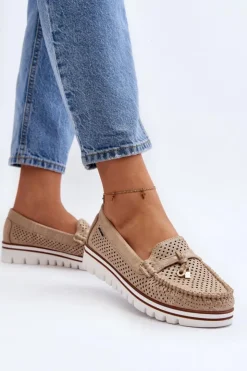 Damskie Boto Damskie Ażurowe Mokasyny Złote Twista