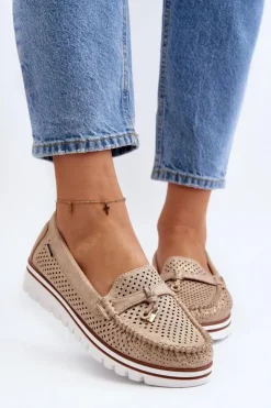 Damskie Boto Damskie Ażurowe Mokasyny Złote Twista