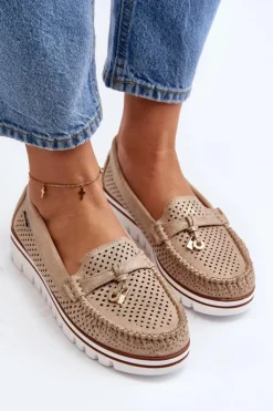 Damskie Boto Damskie Ażurowe Mokasyny Złote Twista
