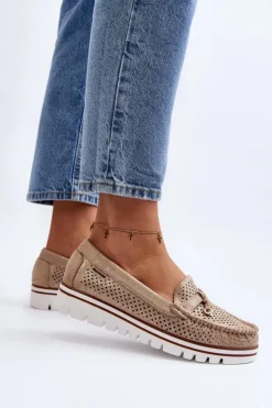 Damskie Boto Damskie Ażurowe Mokasyny Złote Twista