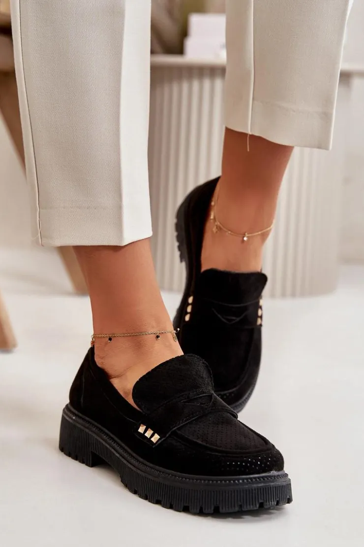 Damskie Boto Damskie Ażurowe Półbuty Mokasyny Czarne Tannes