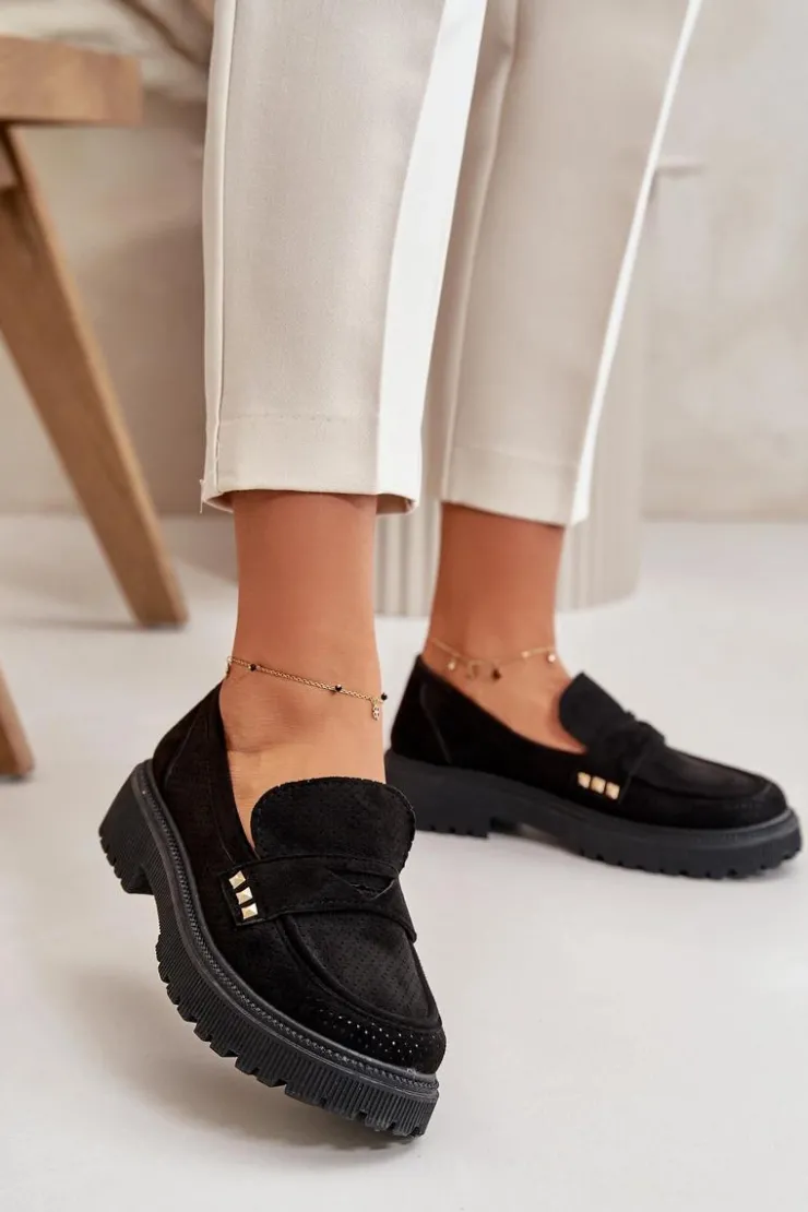 Damskie Boto Damskie Ażurowe Półbuty Mokasyny Czarne Tannes