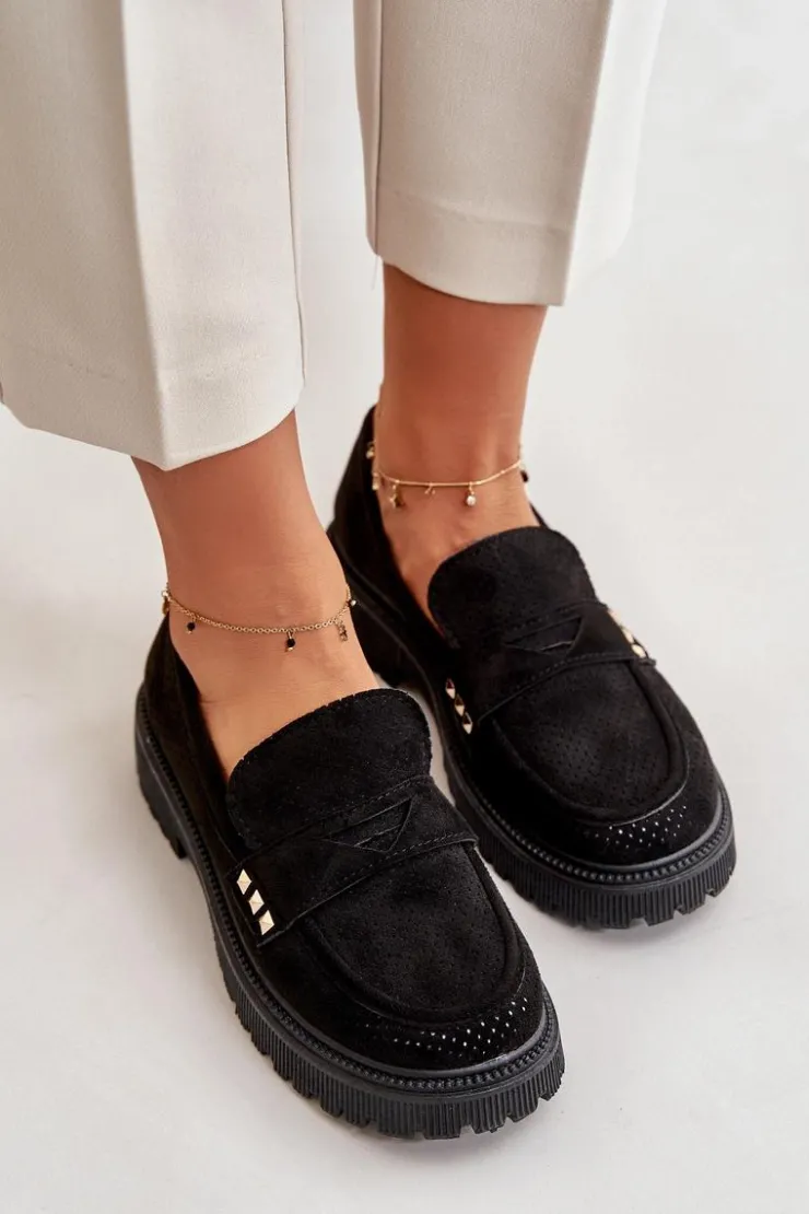 Damskie Boto Damskie Ażurowe Półbuty Mokasyny Czarne Tannes