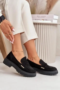 Damskie Boto Damskie Ażurowe Półbuty Mokasyny Czarne Tannes