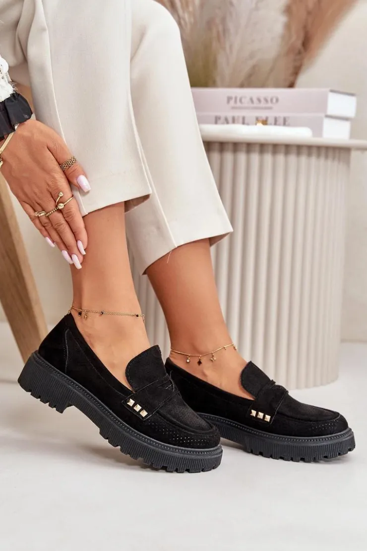 Damskie Boto Damskie Ażurowe Półbuty Mokasyny Czarne Tannes