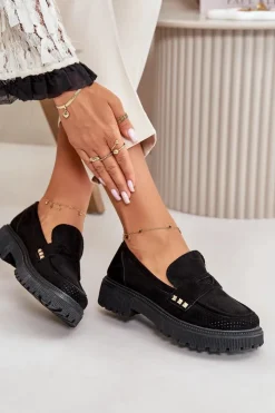 Damskie Boto Damskie Ażurowe Półbuty Mokasyny Czarne Tannes