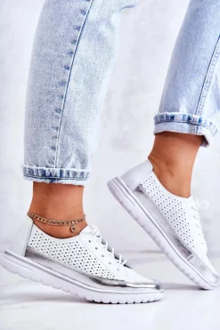 Damskie Buty damskie Vinceza Damskie Ażurowe Półbuty Na Platformie Białe Deloren