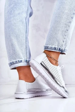 Damskie Buty damskie Vinceza Damskie Ażurowe Półbuty Na Platformie Białe Deloren