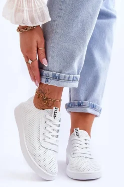 Damskie Boto Damskie Ażurowe Sznurowane Trampki Białe Carinel