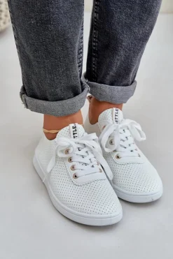 New Boto Damskie Ażurowe Sznurowane Trampki Jasnobeżowe Carinel Beżowy