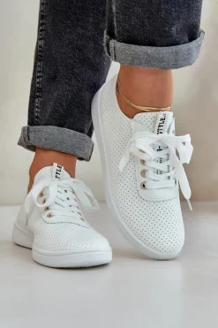 New Boto Damskie Ażurowe Sznurowane Trampki Jasnobeżowe Carinel Beżowy