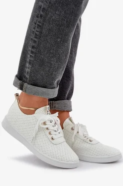 New Boto Damskie Ażurowe Sznurowane Trampki Jasnobeżowe Carinel Beżowy