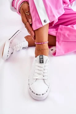 Big Star Shoes Trampki Damskie Big Star|Trampki Damskie Niskie*Damskie Ażurowe Trampki Big Star Białe FF274024