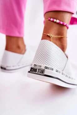 Big Star Shoes Trampki Damskie Big Star|Trampki Damskie Niskie*Damskie Ażurowe Trampki Big Star Białe FF274024