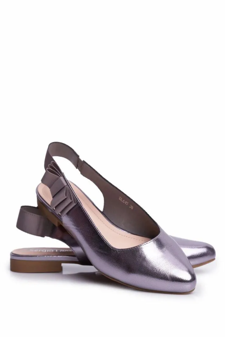 Damskie Buty Sergio Leone Damskie Balerinki Sergio Leone Srebrny Metalik BL615 Lilon