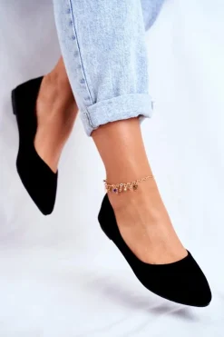 New Boto Damskie Balerinki Zamsz Czarne Bueno