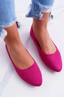 Boto Baleriny Klasyczne*Damskie Balerinki Zamsz Fuksja Bueno