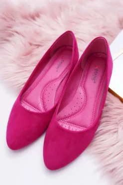 Boto Baleriny Klasyczne*Damskie Balerinki Zamsz Fuksja Bueno